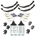 Lippert tandem axle suspension kit with 21" 1,400 lb leaf springs, tall equalizer (EQ-310), hangers, and 3" U-bolt mounting hardware