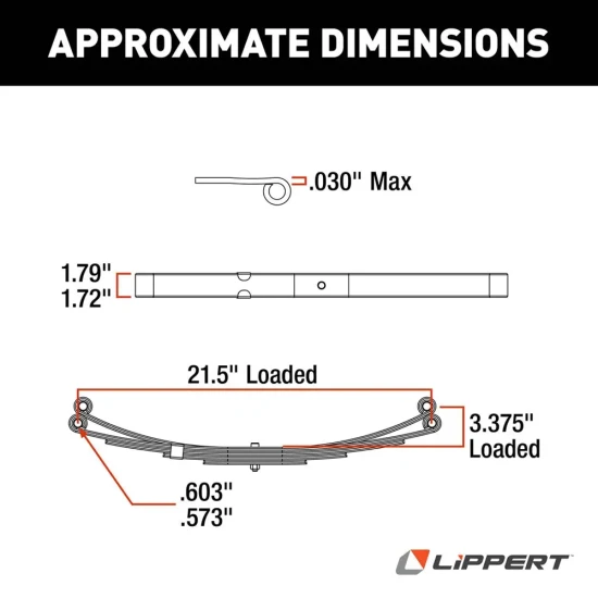 Lippert 21-inch Double-Eye Leaf Spring Pair for Dexter/Alko, 1,400 lb capacity, 2-pack