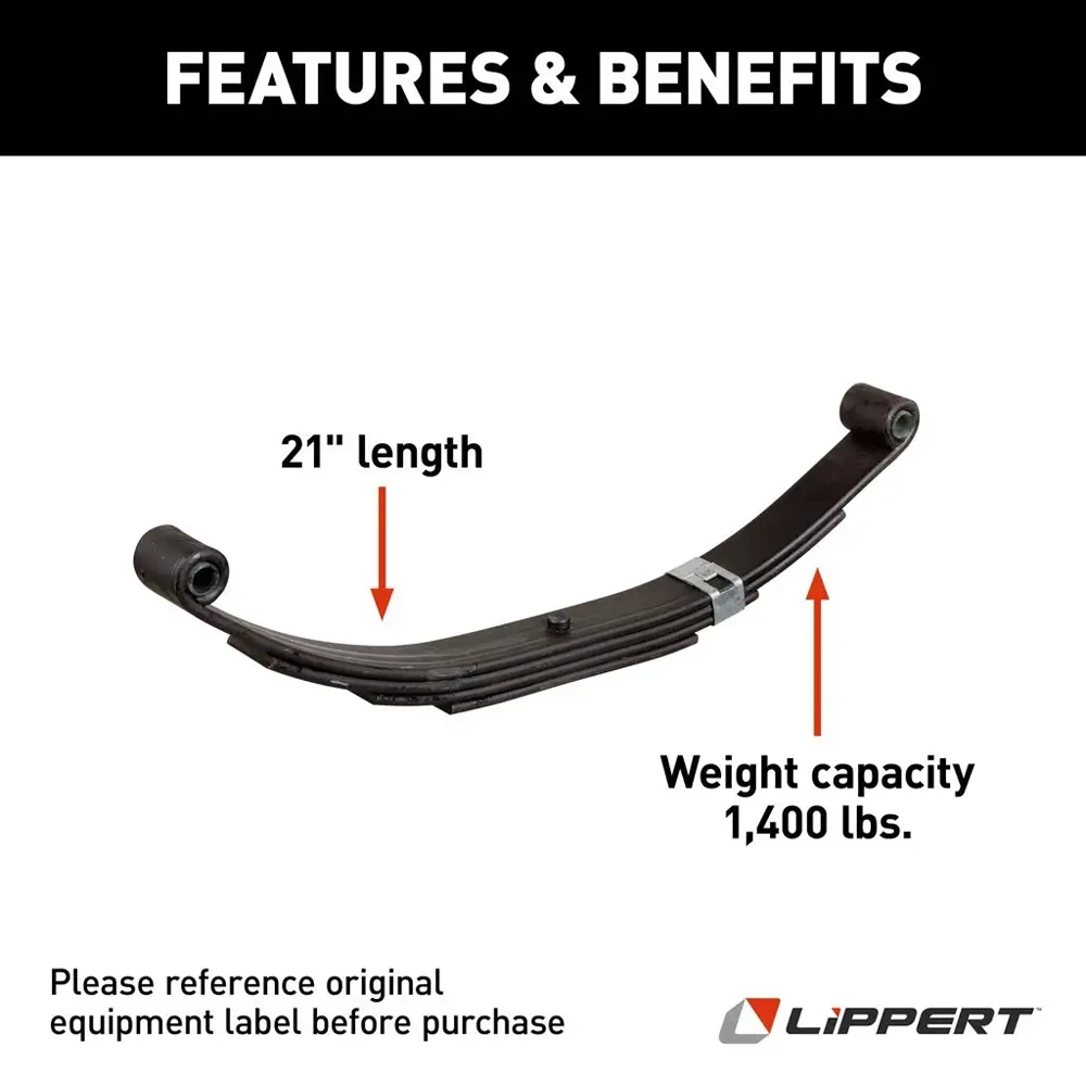Lippert 21-inch Double-Eye Leaf Spring Pair for Dexter/Alko, 1,400 lb capacity, 2-pack