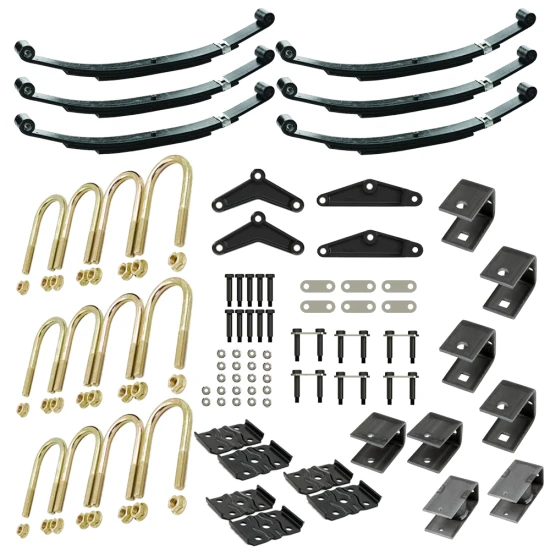 Triple Axle Suspension Kit with 24" 2,000 lb Leaf Springs, Long Equalizer, and Hangers for 2.375" Tubes