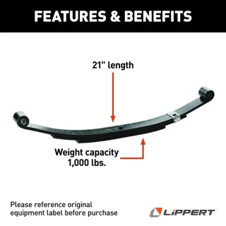 Lippert triple double-eye leaf spring set (6-pack), 21" loaded length, 1,000 lbs. capacity, Dexter compatible