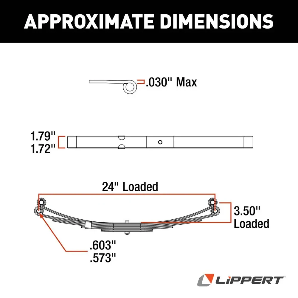 Lippert Double-Eye Leaf Springs 24-Inch 1,250 lbs, Compatible with Dexter, Alko