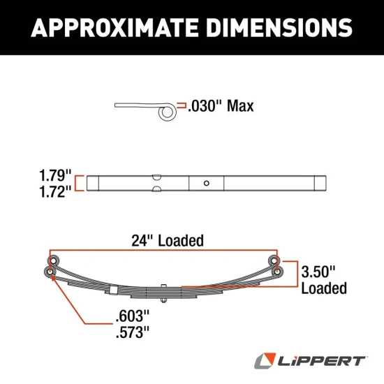 Lippert Double-Eye Leaf Springs 24-Inch 1,250 lbs, Compatible with Dexter, Alko