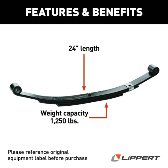 Lippert Double-Eye Leaf Springs 24-Inch 1,250 lbs, Compatible with Dexter, Alko