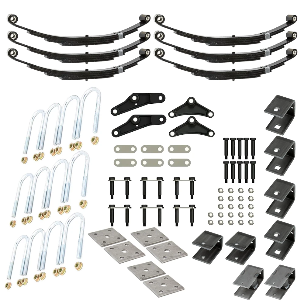 Lippert triple axle suspension kit with 1.75" tube, 33" spacing, 25-1/4" 2,200 lb leaf springs, standard equalizer, hangers, hardware – Dexter, Al-Ko compatible