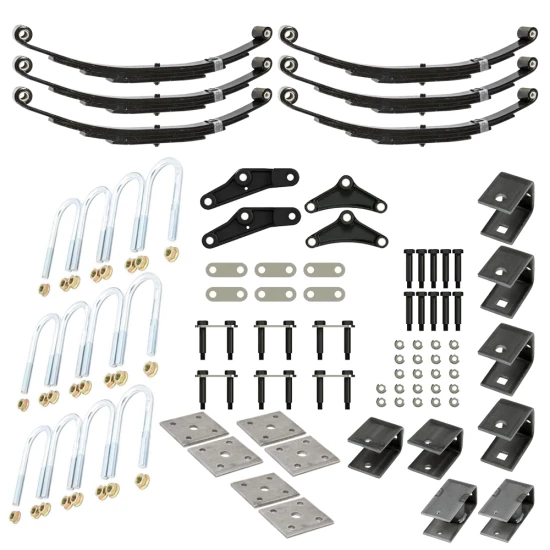 Lippert triple axle suspension kit with 1.75" tube, 33" spacing, 25-1/4" 2,200 lb leaf springs, standard equalizer, hangers, hardware – Dexter, Al-Ko compatible