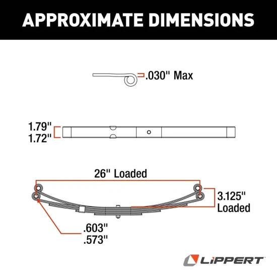 Lippert triple double-eye leaf springs 6-pack Dexter Al-Ko RV trailer