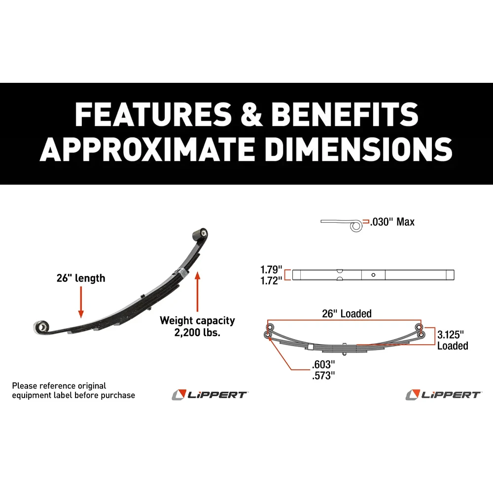 Lippert Triple Axle Suspension Kit 2.375" Tube 35" Spacing with 2,200 lb Leaf Springs