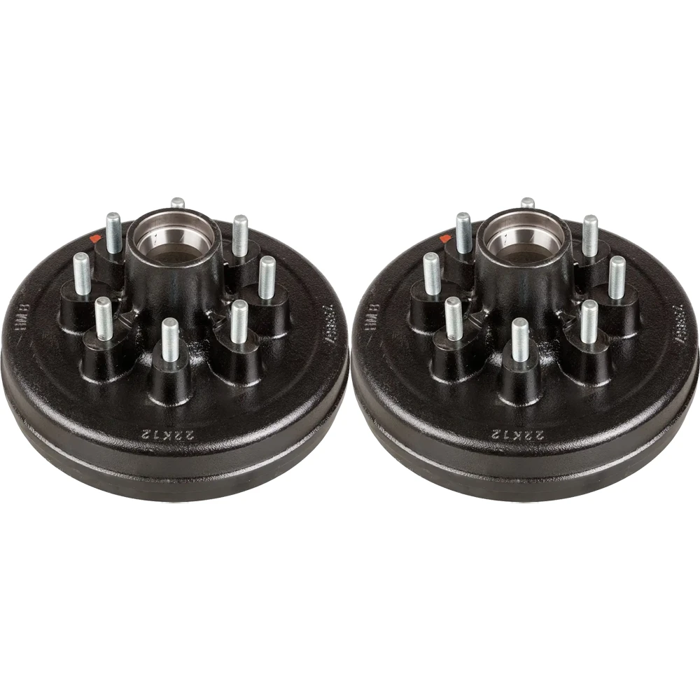 Lippert 12‑inch self‑adjusting electric brake assemblies & bare drum hubs, Dexter compatible, 8‑on‑6.5 bolt pattern, 7K axle