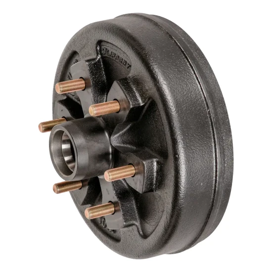 Lippert 10 inch left-hand self-adjust electric trailer brake with bare 10 inch hub drum, 6 on 5.5 bolt pattern, fits 4,400 lb axles, Dexter Alko Rockwell compatible