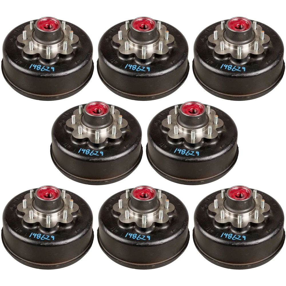 Lippert 8K quad-axle brake assemblies & drum hubs kit, 12.25×3.38, 8-on-6.5, Dexter / Alko compatible