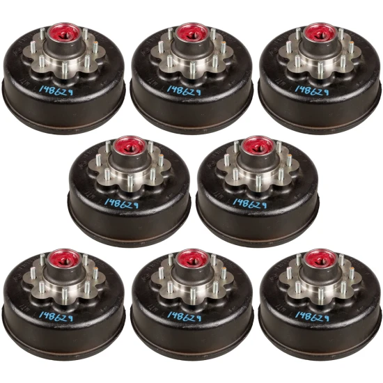 Lippert 8K quad-axle brake assemblies & drum hubs kit, 12.25×3.38, 8-on-6.5, Dexter / Alko compatible