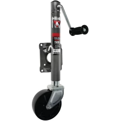 Bulldog 1500 lbs Trailer Jack 8 Inch Spoked Wheel Zinc 10" Lift Zinc Inner and Gray Powdercoat Outer Tube Snap Ring Swivel Corrosion Resistant Bolt-On for Marine Boat and Recreational Applications 600 Hour Salt Spray Testing