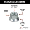 Lippert 16‑piece 5/8‑18 hex flange wheel lug nut set for boat and trailer wheels