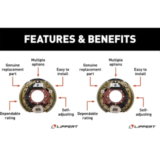 Lippert 10K Pair Left Right Electric Trailer Brakes 8 on 6.5 Hubs Drums 12¼″ x 3⅜″