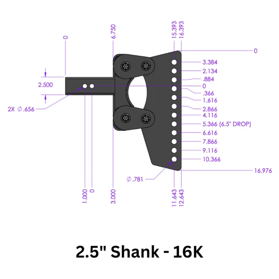 GEN-Y BOSS Torsion-Flex weight distribution hitch shank 6.5″ drop for 2.5″ receivers