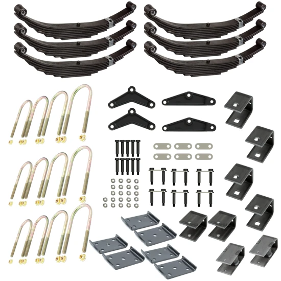 Lippert triple axle suspension kit 3" axle tubes, 4,000 lb leaf springs, long equalizers, hangers, hardware – fits Dexter, Alko, Rockwell