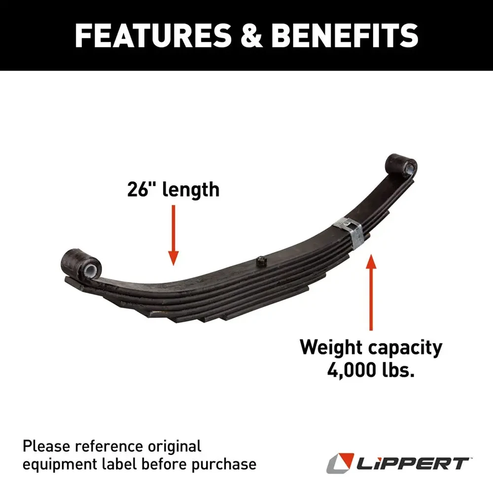 Lippert triple axle suspension kit 3" axle tubes, 4,000 lb leaf springs, long equalizers, hangers, hardware – fits Dexter, Alko, Rockwell