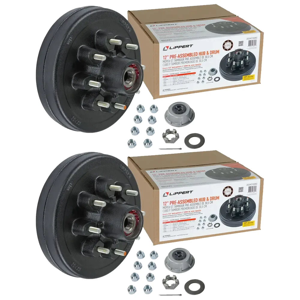 Lippert 7,000-lb Axle Pre-Greased Hub Assemblies (8 on 6.5) – 2-Pack for Single Axle