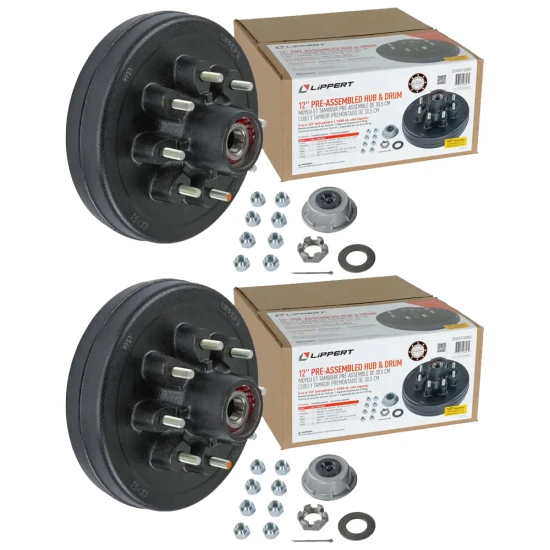 Lippert 7,000-lb Axle Pre-Greased Hub Assemblies (8 on 6.5) – 2-Pack for Single Axle