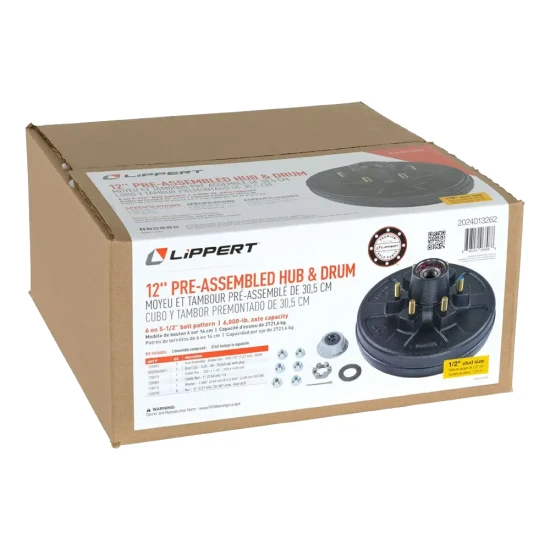 Lippert 12 x 2 Right-Hand Electric Brake Assembly with Pre-Greased Hubs for 5,200–7,000 lb Axles