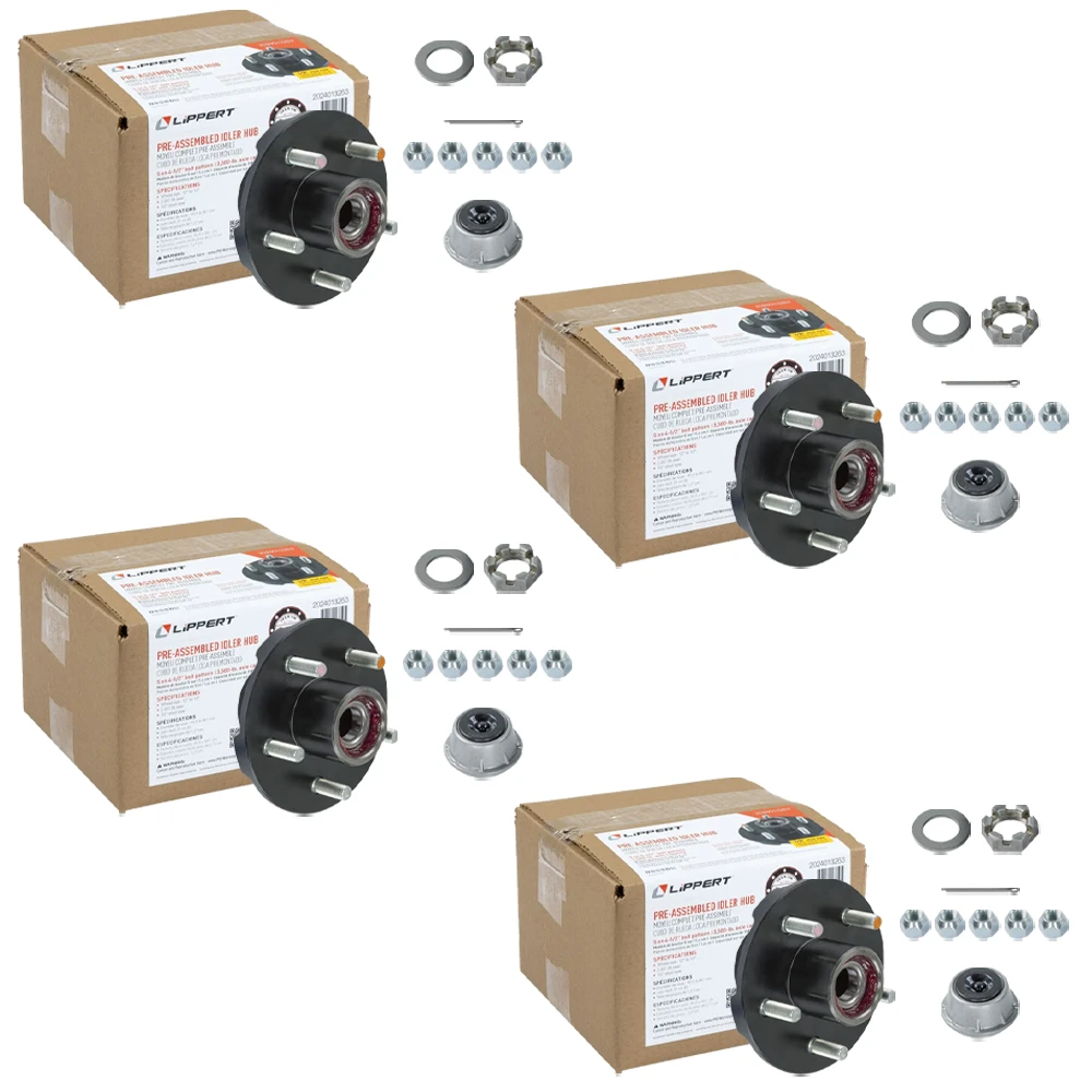 Lippert 4-Pack 3,500-lb Pre-Greased Idler Hub Assemblies, 5 on 4.5 Bolt Pattern