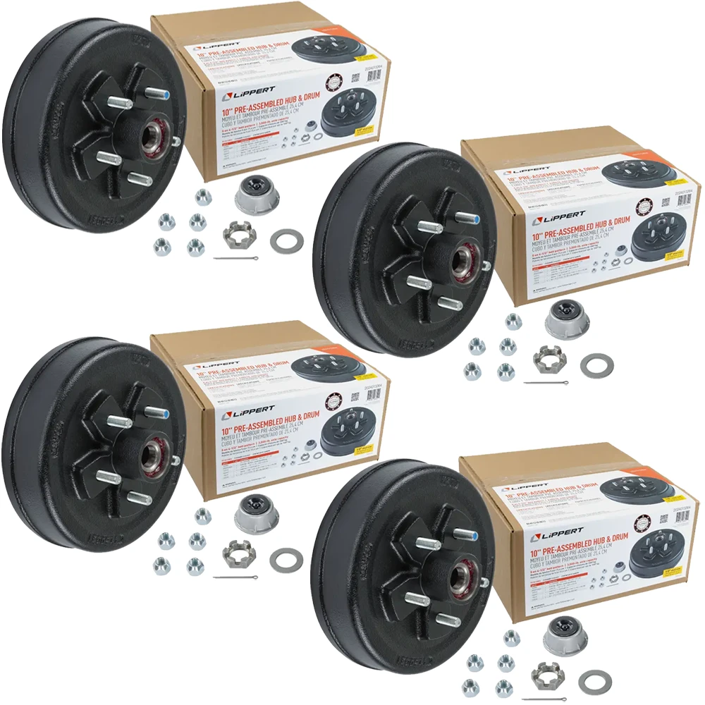 Lippert 3,500-lb Pre-Greased Hub Assemblies (5 on 4.5, 1/2" Studs) – 4-Pack