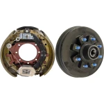 Lippert left‑hand 12‑1/4 x 5 self‑adjust electric brake with 16K threaded hub 8 on 275 mm M22 studs Dexter Alko compatible