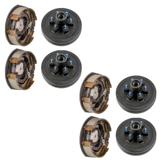 Lippert 10 inch self-adjusting electric trailer brake and fully assembled pre-greased hub drum kit for 4,400 lb tandem axles, 6 on 5.5 bolt pattern, Dexter compatible