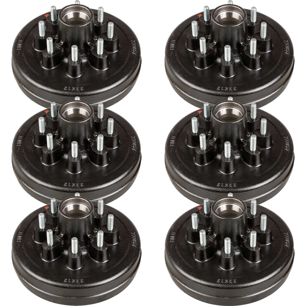 Lippert 12 inch 7K trailer brake hub and drum 8 on 6.5 9/16 studs 6-pack fits Dexter Alko Rockwell
