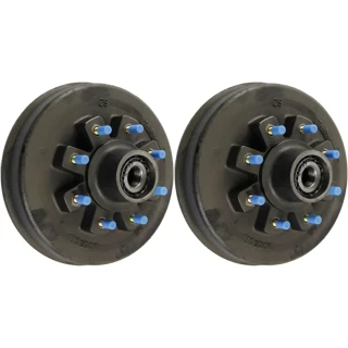 Lippert 12 inch threaded hybrid brake hub pair for 8K axles, 8-on-6.5 bolt pattern, 5/8 inch studs, fits 17.5 inch wheels, Dexter Alko Rockwell compatible