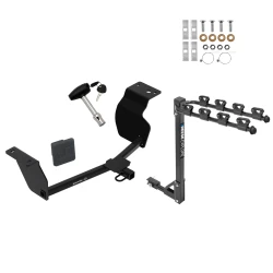 Trailer Tow Hitch w/ 4 Bike Rack For 20-25 Toyota Corolla Sedan tilt away adult or child arms fold down carrier w/ Lock and Cover