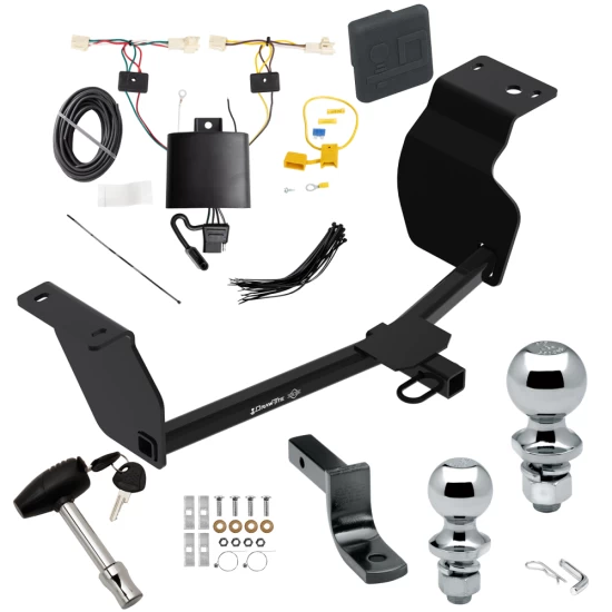 Custom Fit Trailer Hitch Draw-Bar w/ Pin/Clip Wiring Harness (Plug & Play) 1-7/8" and 2" Chrome Ball Security Lock Pin Rubber Hitch Plug Cover Installation Hardware Installation Instructions 77983 3593 118810 63820 63810 580407 2211 Reese Reese Trailer Tow Hitch For 20-24 Toyota Corolla Sedan Deluxe Package Wiring 2" and 1-7/8" Ball and Lock