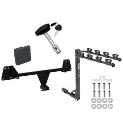 Trailer Tow Hitch w/ 4 Bike Rack For 18-22 Toyota C-HR 19-26 Corolla Hatchback tilt away adult or child arms fold down carrier w/ Lock and Cover