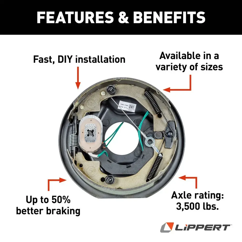 Lippert 3,500 lb 10×2.25 Right-Hand Self-Adjust Electric Brake & 5-Lug Drum Hub Kit – Dexter & Alko Compatible