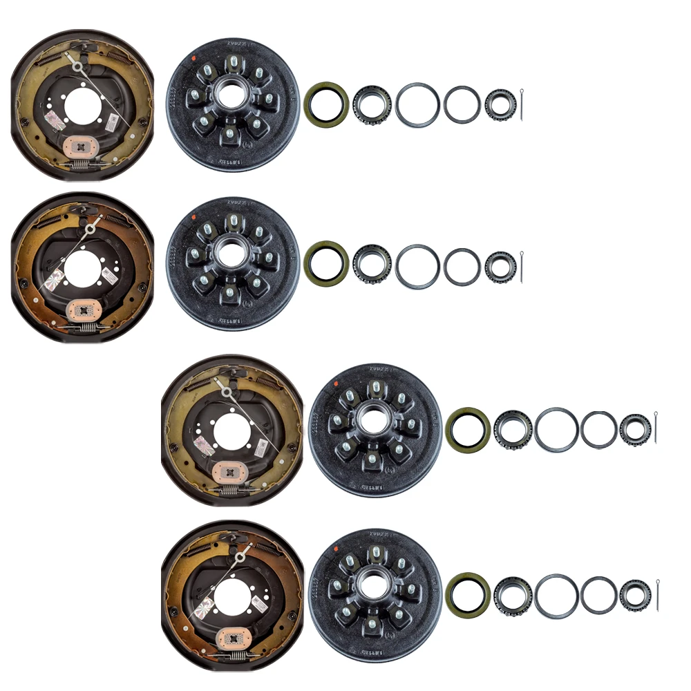 Lippert 7,000‑lb tandem‑axle 12‑inch electric brake & 8‑on‑6.5 drum hub kit with bearings – Dexter, Alko, Rockwell compatible