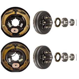 Lippert 12‑inch electric brake assemblies with 6‑on‑5.5 drum hubs and bearing kits, Dexter/Alko/Rockwell compatible for 6K axle