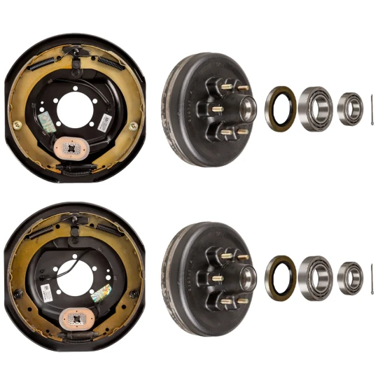 Lippert 12‑inch electric brake assemblies with 6‑on‑5.5 drum hubs and bearing kits, Dexter/Alko/Rockwell compatible for 6K axle