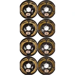 Lippert quad‑axle 12‑inch manual electric brake assemblies with hybrid oil‑bath 8‑on‑6.5 drum hubs, 9/16‑inch studs, 7K/8K Hybrid, Dexter Alko Rockwell compatible