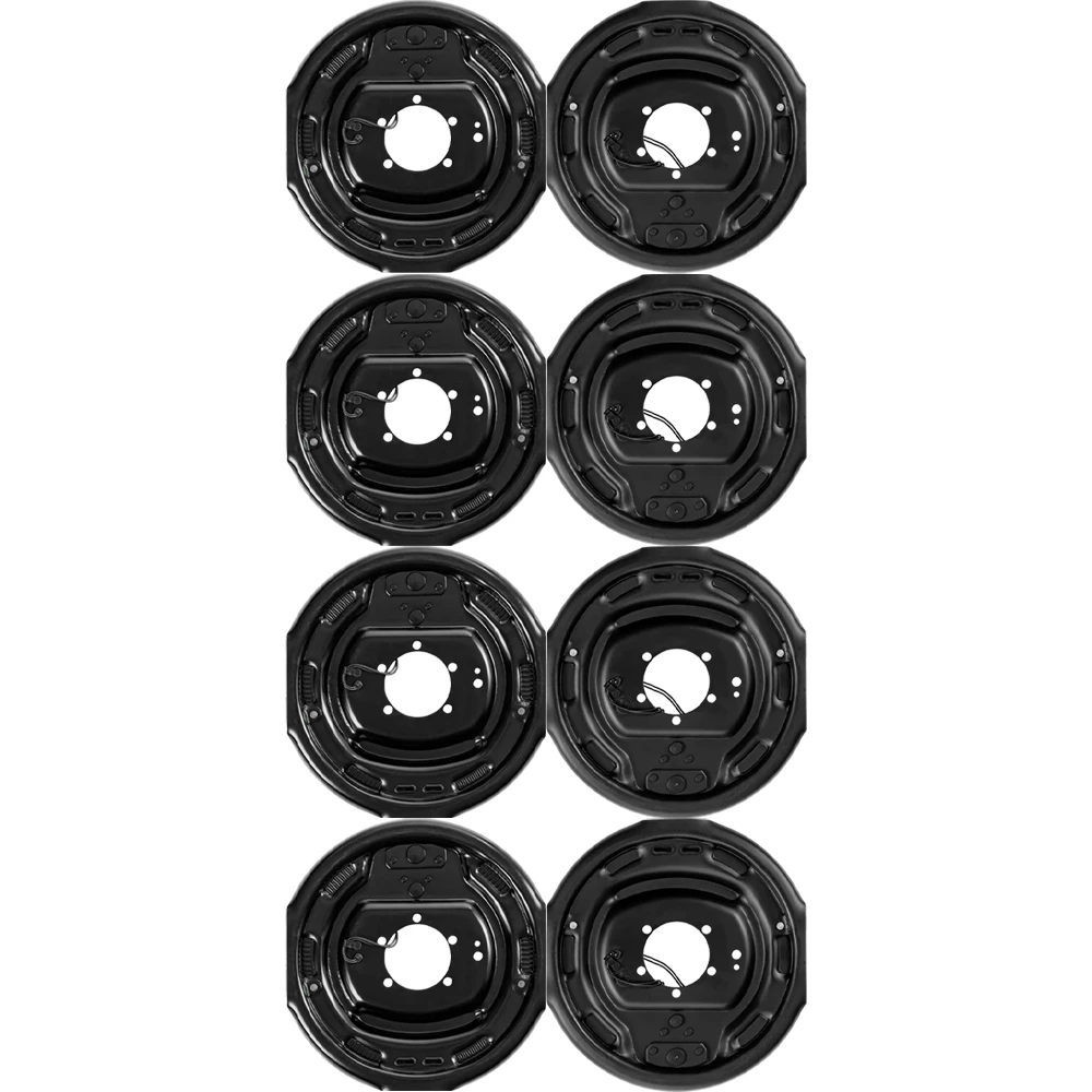 Lippert quad‑axle 12‑inch manual electric brake assemblies with hybrid oil‑bath 8‑on‑6.5 drum hubs, 9/16‑inch studs, 7K/8K Hybrid, Dexter Alko Rockwell compatible
