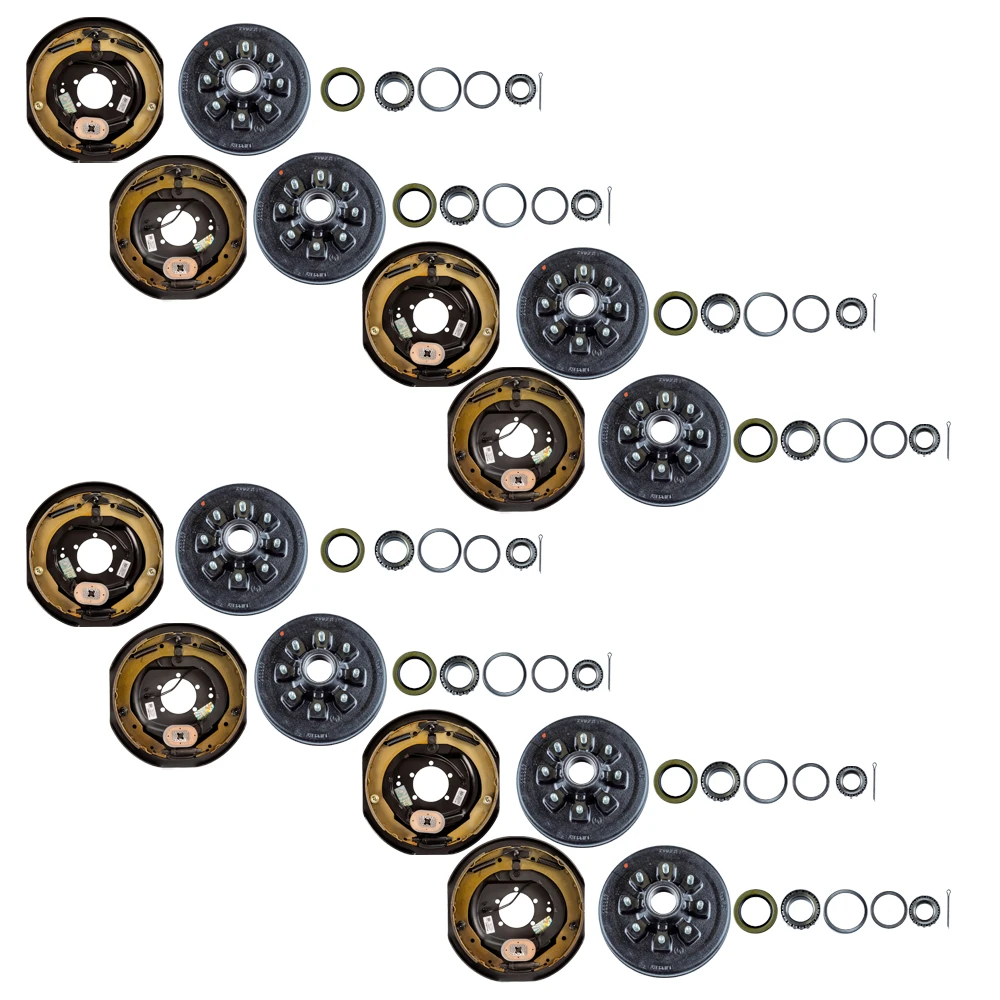Lippert quad‑axle 12‑inch electric brake & 8‑on‑6.5 drum hub kit compatible with Dexter and Alko 7,000‑lb trailer axles