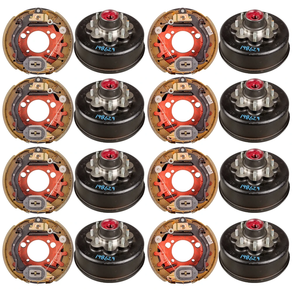 Lippert 8K quad-axle brake assemblies & drum hubs kit, 12.25×3.38, 8-on-6.5, Dexter / Alko compatible