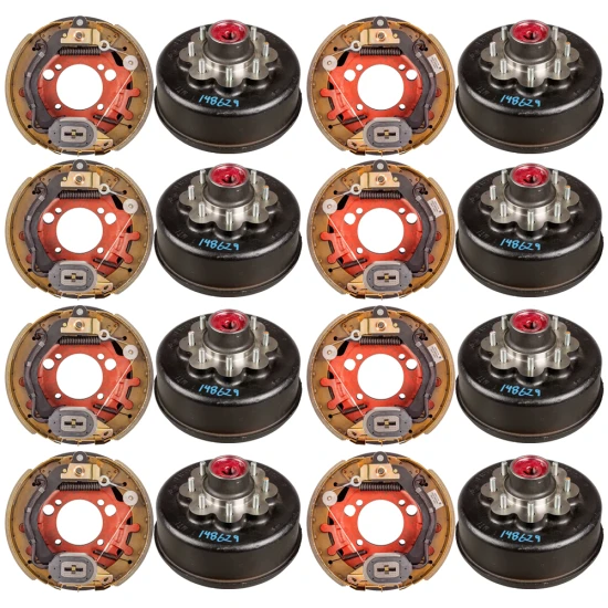 Lippert 8K quad-axle brake assemblies & drum hubs kit, 12.25×3.38, 8-on-6.5, Dexter / Alko compatible