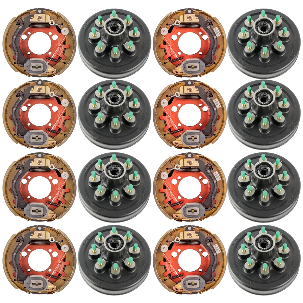 Lippert 8K quad-axle electric brake kit 12.25 × 3.38 & threaded hubs 8-on-6.5 9/16, Dexter compatible