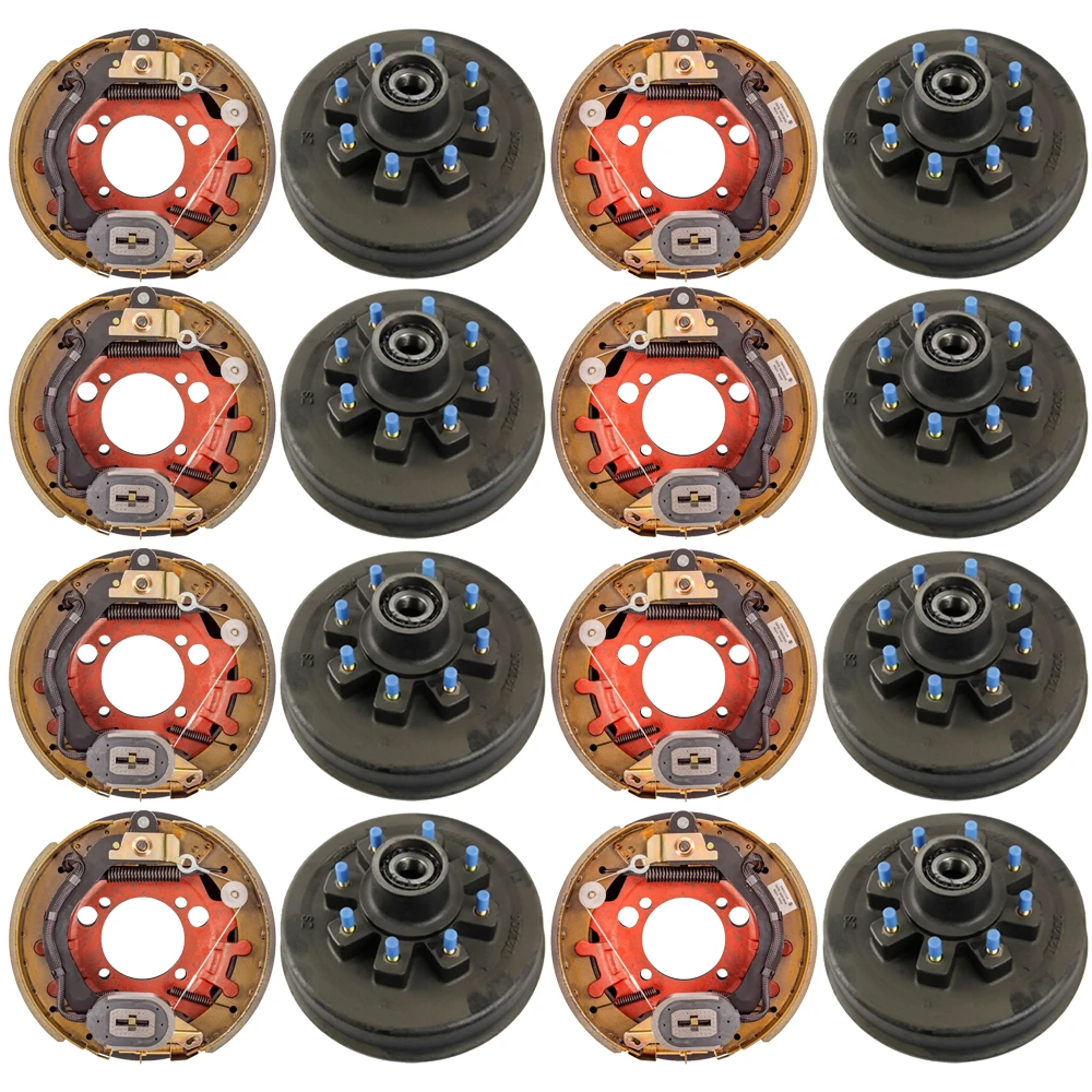 Lippert 8K quad‑axle electric brake assemblies with 12‑1/4″ threaded hubs 8‑on‑6.5 Dexter Al‑Ko Rockwell