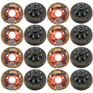 Lippert 8K quad‑axle electric brake assemblies with 12‑1/4″ threaded hubs 8‑on‑6.5 Dexter Al‑Ko Rockwell