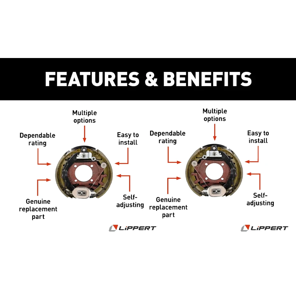 Lippert 12.25 x 3.38 Electric Trailer Brake Assembly Pair 8,000 lbs Replaces Dexter