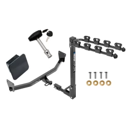 Trailer Tow Hitch w/ 4 Bike Rack For 17-22 KIA Niro 22-22 Niro EV tilt away adult or child arms fold down carrier w/ Lock and Cover