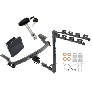 Trailer Tow Hitch w/ 4 Bike Rack For 13-25 Mazda CX-5 2019 Except Diesel Class 2 tilt away adult or child arms fold down carrier w/ Lock and Cover