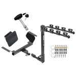 Trailer Tow Hitch w/ 4 Bike Rack For 18-27 Chevy Equinox GMC Terrain Gasoline Class 2 tilt away adult or child arms fold down carrier w/ Lock and Cover